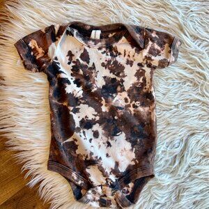 Cowhide Western Baby Onesie, Country Baby Bodysuit, Hand Bleached, Baby shower